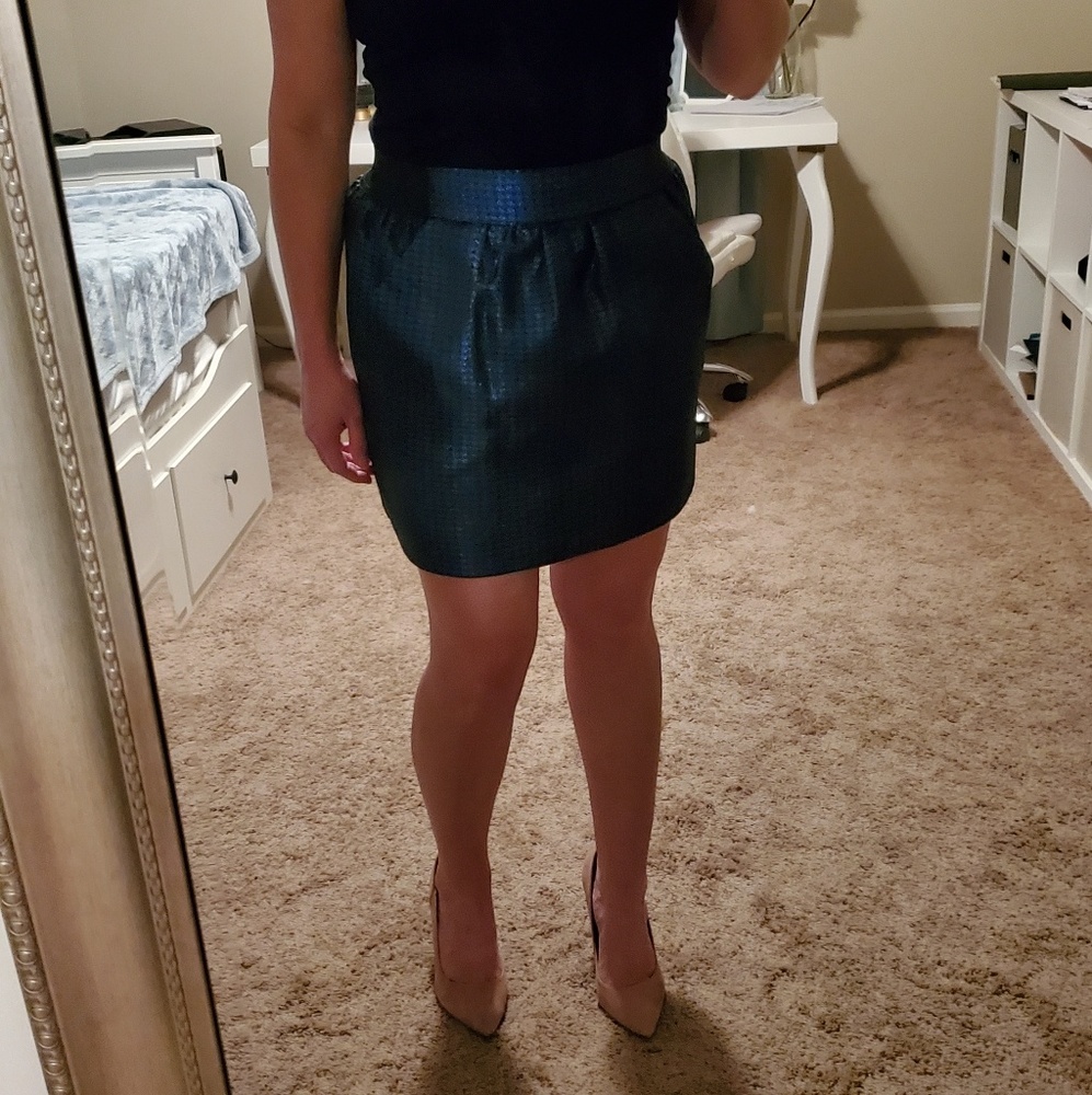 Blue and Black brocade Skirt, M